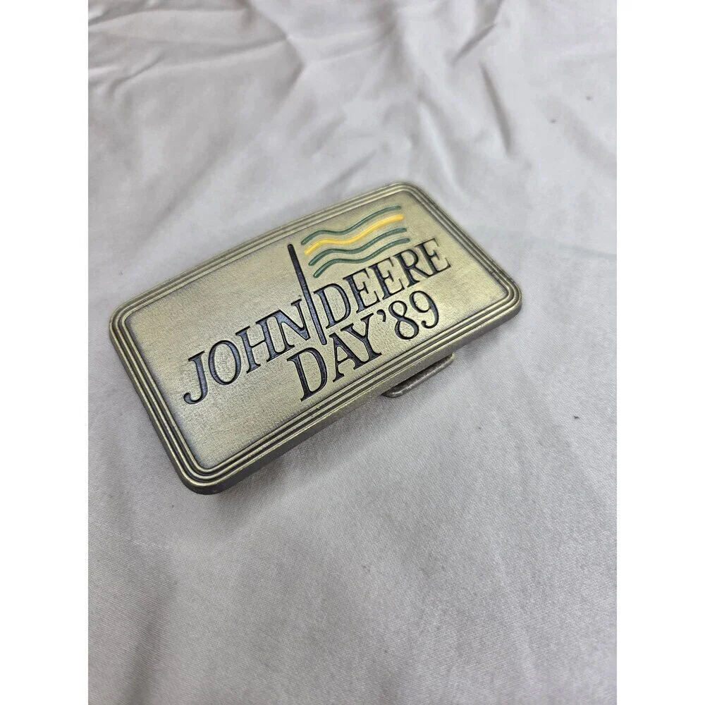 John Deere Day 1989 Belt Buckle - Gold Tone Rectangular Collectible